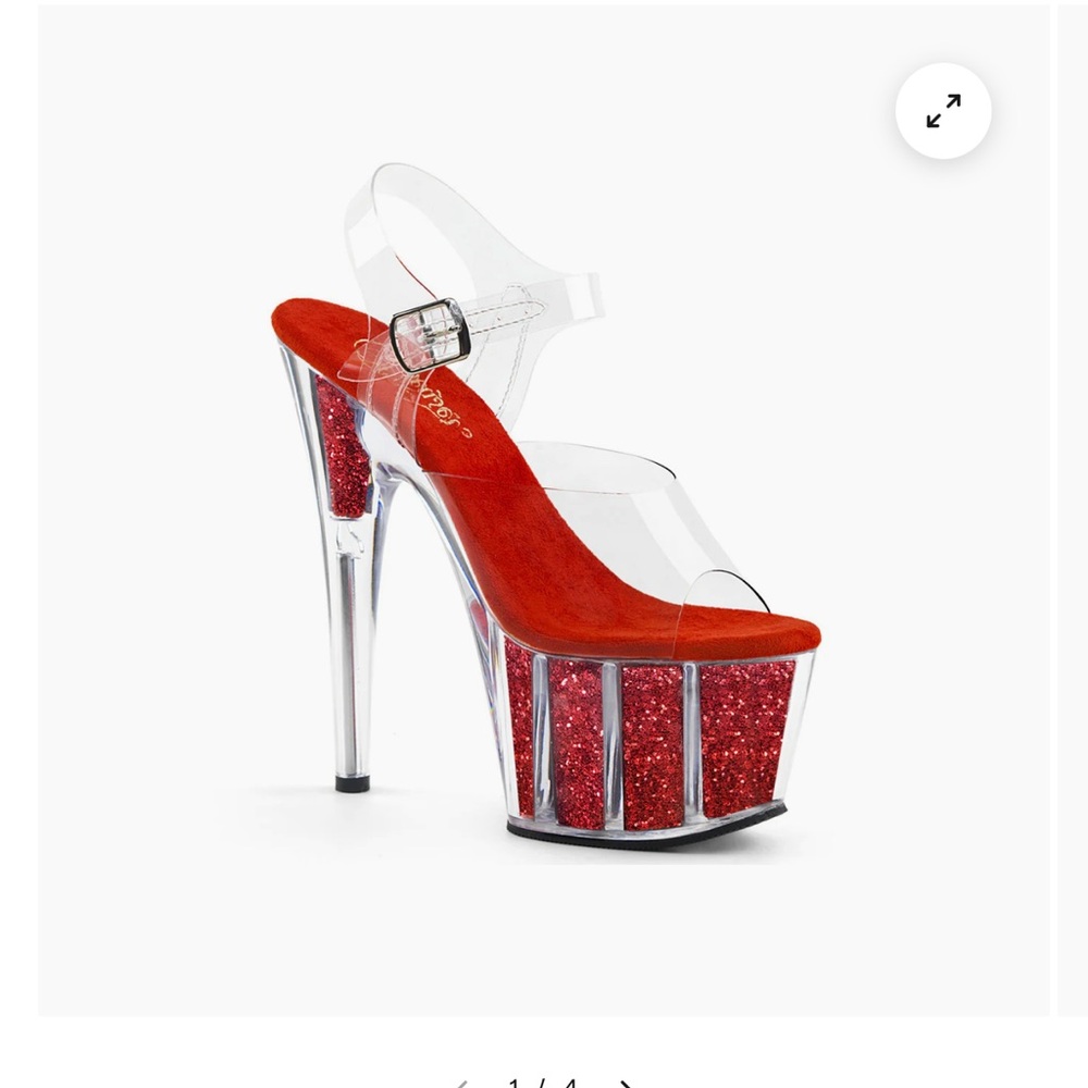 Red Glitter Pleaser Shoes Adore 708G